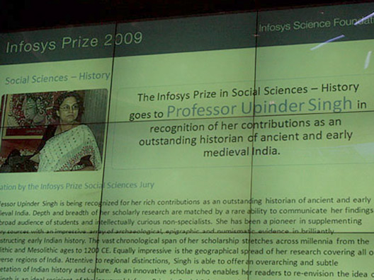 Prof. Upinder Singh, announced as the Infosys Prize 2009 Social Sciences - History Laureate