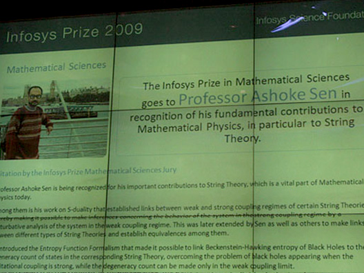 Prof.Ashoke Sen, announced as the Infosys Prize 2009 Mathematical Sciences Laureate
