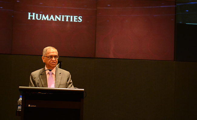 Narayana Murthy announces the winner of the Humanities category