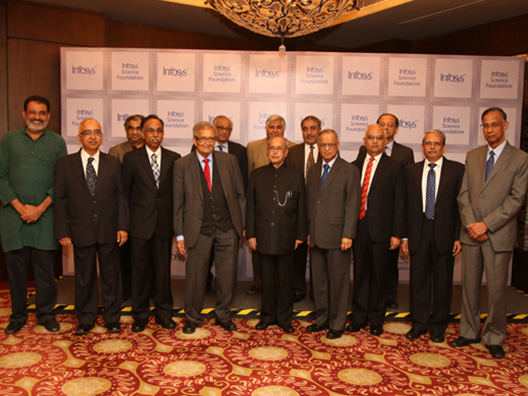 Infosys Prize 2015 Jury Chairs and Trustees, Infosys Science Foundation with the Chief Guest, Shri Pranab Mukherjee, Honorable President of India