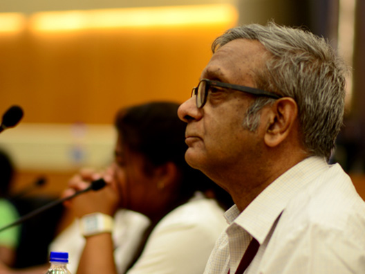 Prof. Rajaram Nityananda, Juror -Infosys Prize 2016, looks on as the Infosys Prize winners are announced