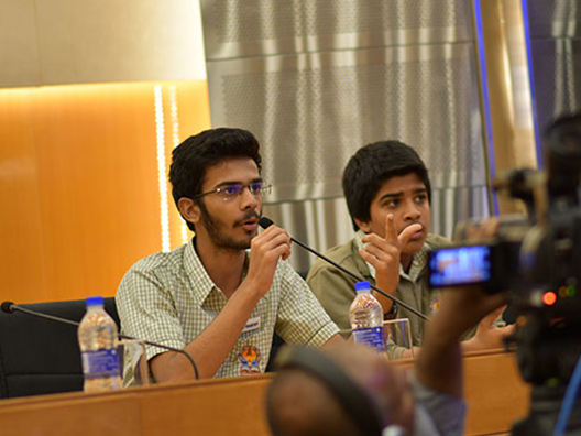 A school student during the Q&A session