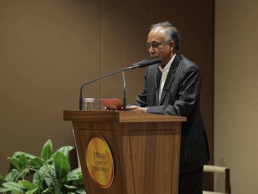 S D Shibulal, Trustee of the Infosys Science Foundation announcing the Life Sciences winner