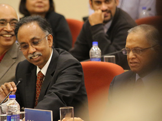 President of the Trust S D Shibulal answers media queries at the press conference