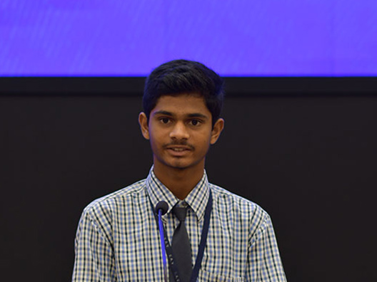 Ranjith from Sree Ananthnagar Vidyaniketan announces the winner for the Infosys Prize 2018 in Physical Sciences