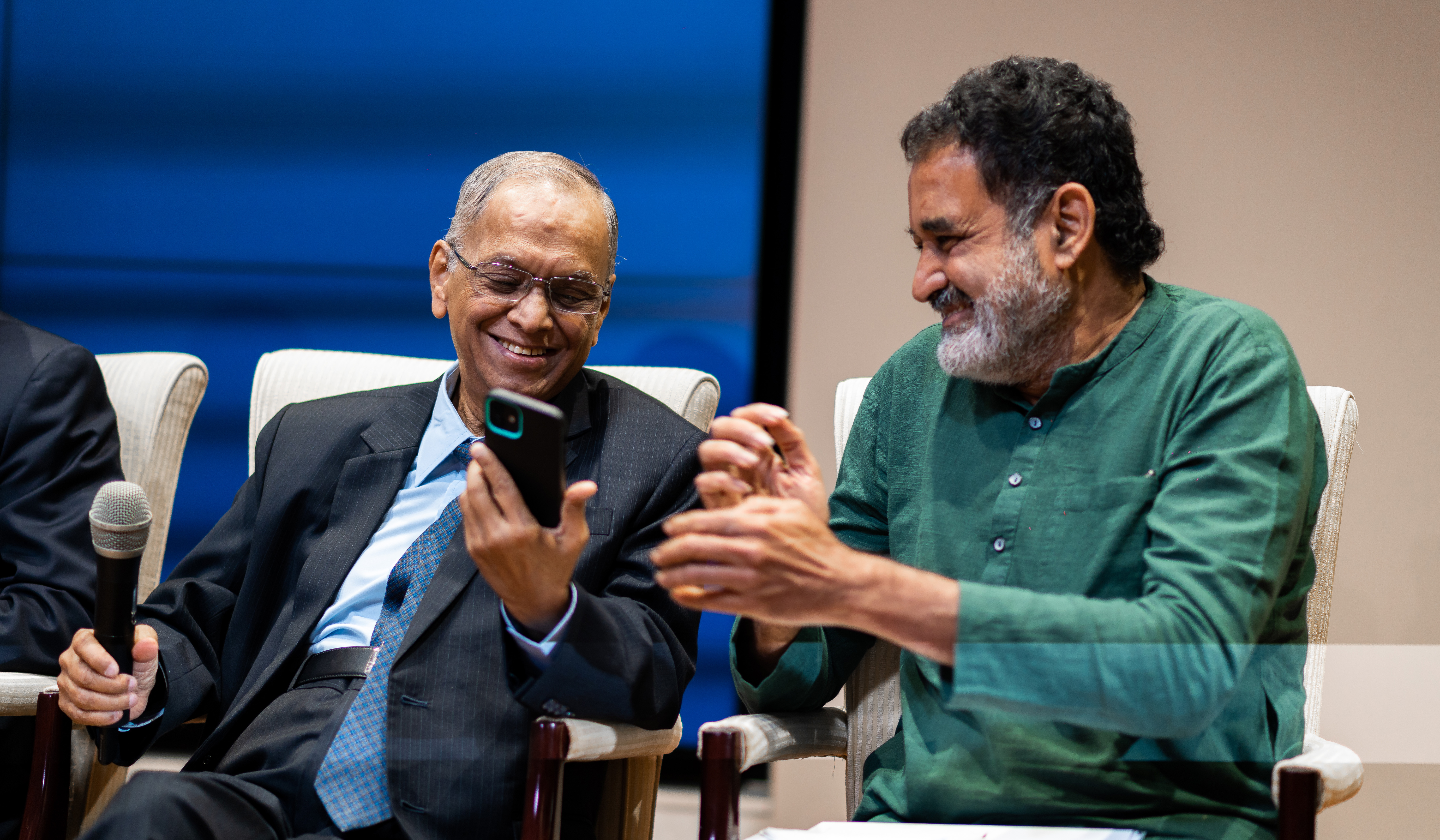 Trusteees - Mohandas Pai and Narayana Murthy at the Prize Announcement Press Conference