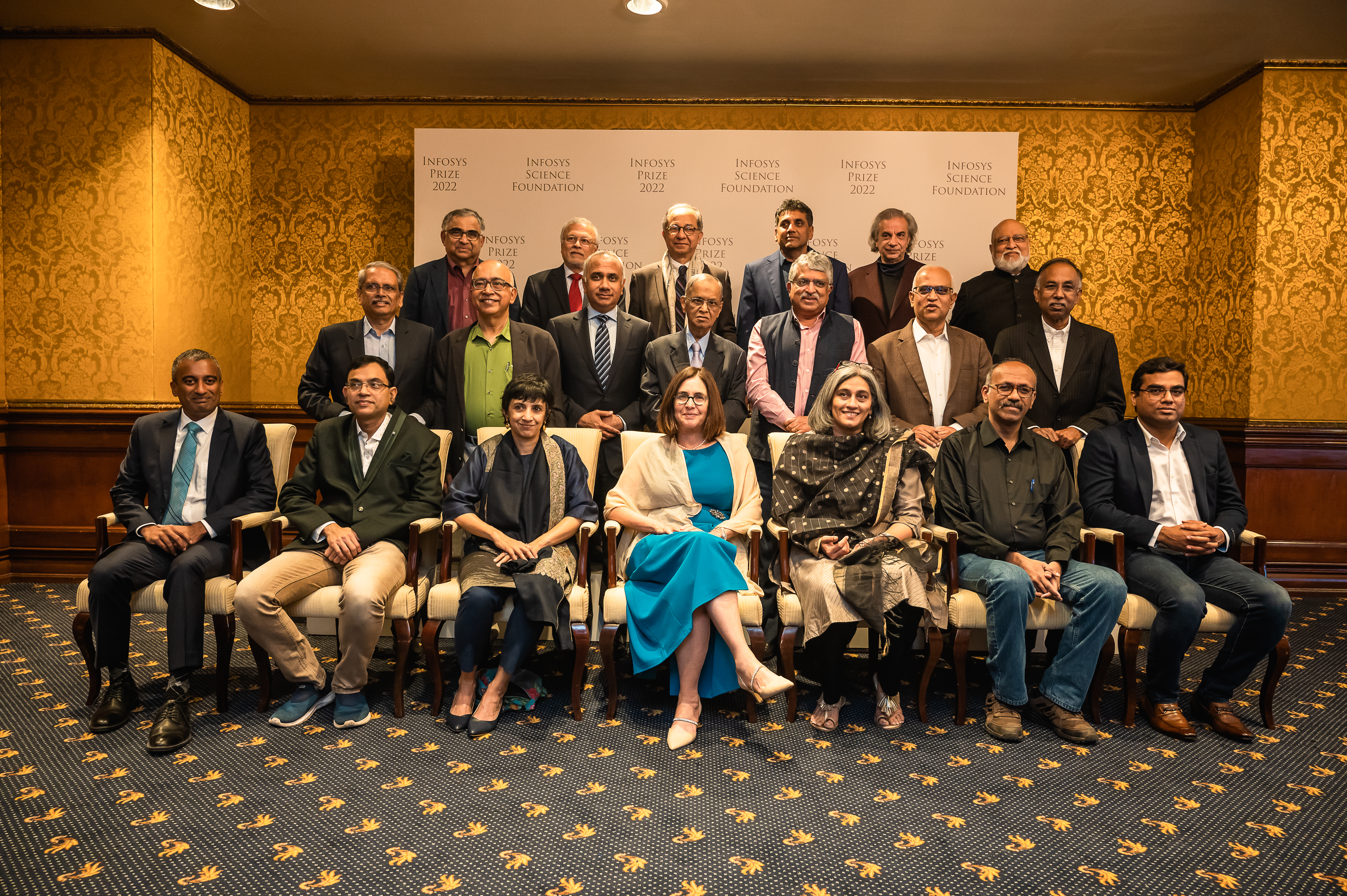 The Board of Trustees of the Infosys Science Foundation with the 2022 Infosys Prize laureates, and the Jury Chairs of all the six prize categories