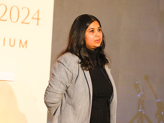 Prof. Vedika Khemani presenting her work at the Infosys Prize Winners’ Symposium 2024