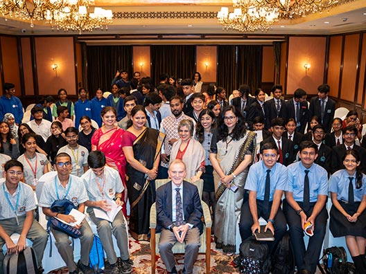 Prof. Randy Schekman, Chief Guest 2025 interacts with high school students