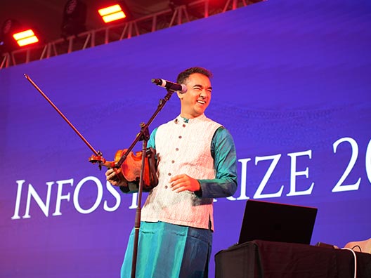 A performance by Ambi Subramaniam at the Infosys Prize Ceremony 2025